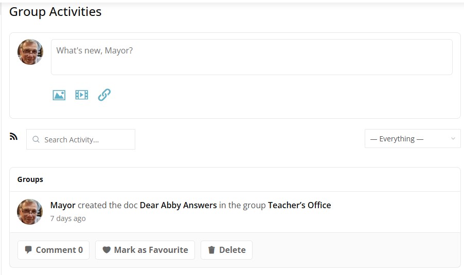 Office activity feed